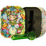 Influenced Brandz X Linda Biggs Hand Pipe In Tin Case - (1 Count)-Hand Glass, Rigs, & Bubblers