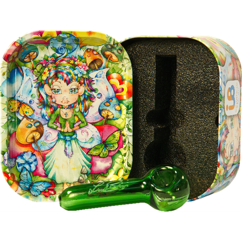 Influenced Brandz X Linda Biggs Hand Pipe In Tin Case - (1 Count)-Hand Glass, Rigs, & Bubblers