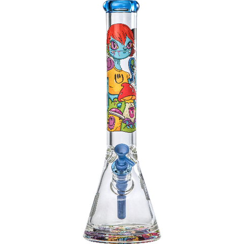 Influenced Brandz X Nicky Davis 15" Beaker Bong - (1 Count)-Hand Glass, Rigs, & Bubblers