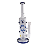 14" Straight Glass Water Pipe with Percolator and Artistic Blue Accents