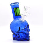 5" Glass Skull Water Bubbler Green, Pink or Blue, with Sticker