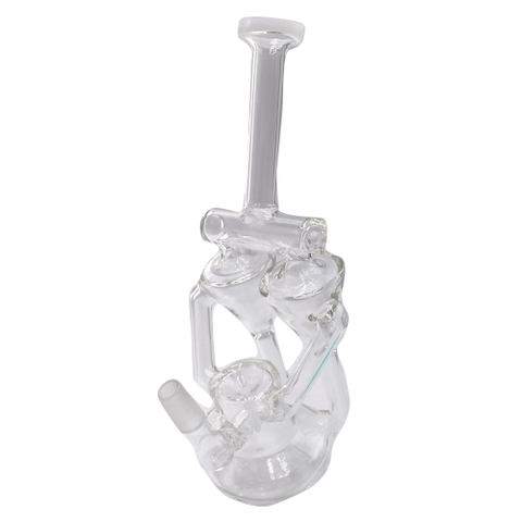 9" Glass Double Barreled White Striped Percolator Water Pipe (1 count)