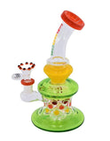 Cheech 8" Button Design Thick Glass Water Bubbler With Perc - (1 Count)